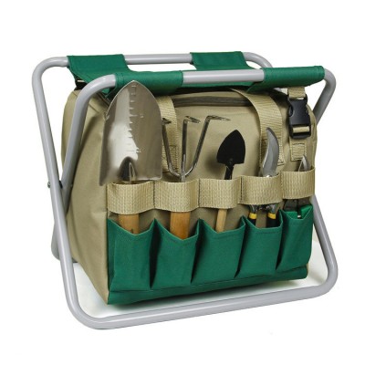 Garden Tool Bag with Tote and Folding Seat Gardener Tool Bag